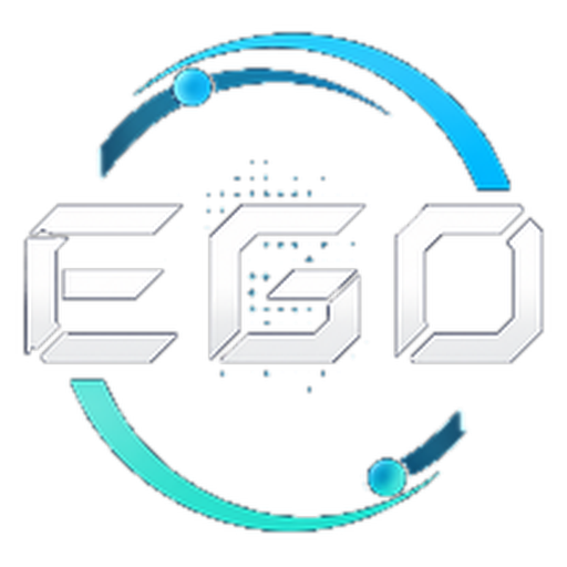 EGO 标识：环形轨道与 EGO 立体字标
